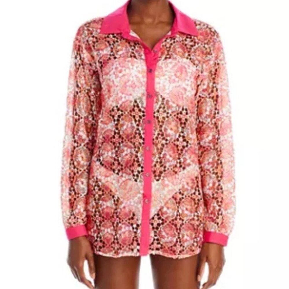 NWT Ramy Brook Women’s Gary Lace Swim Cover-up Shirt